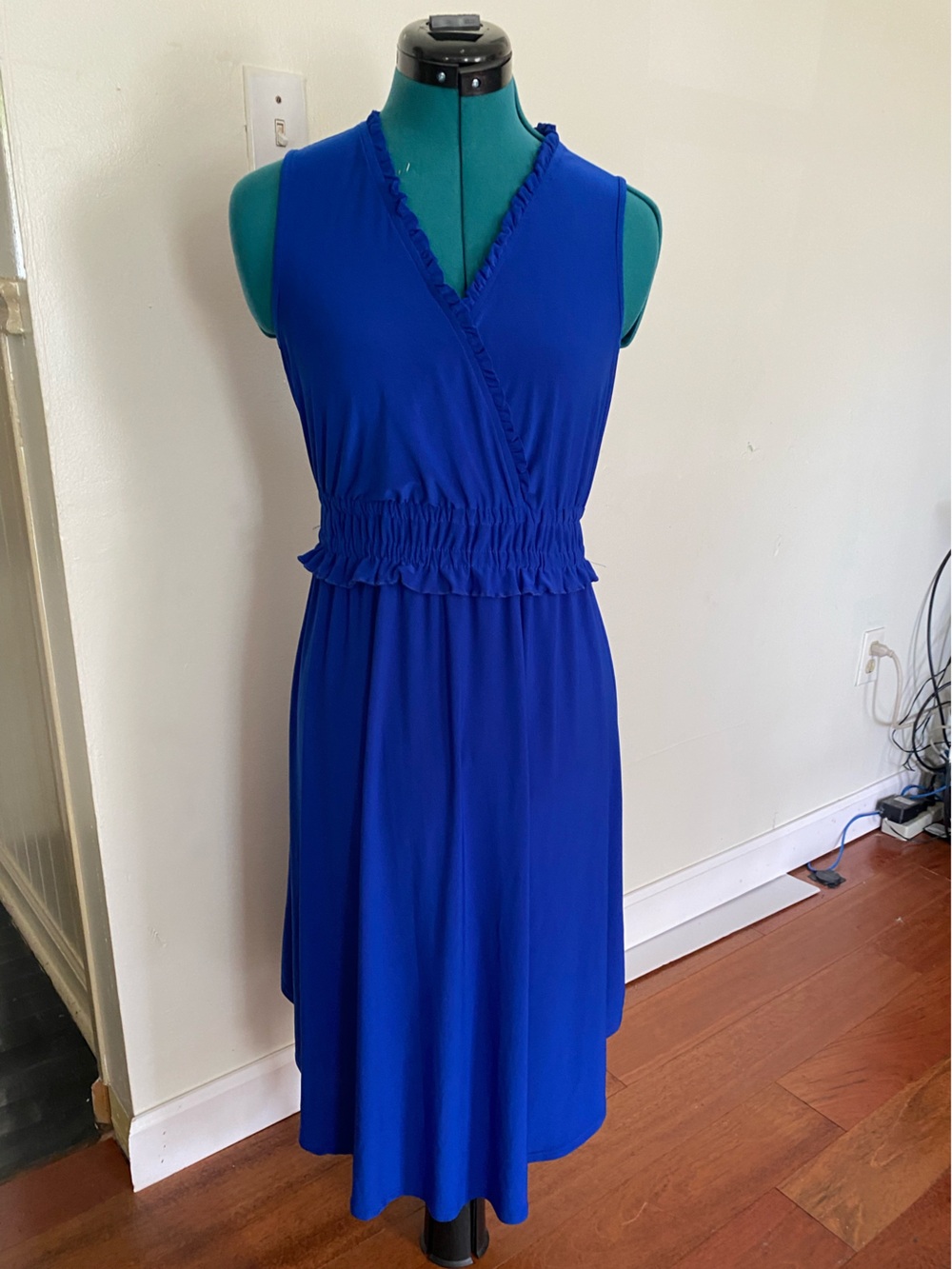 Cupio Cobalt Blue Sleeveless Maxi Dress with Ruching